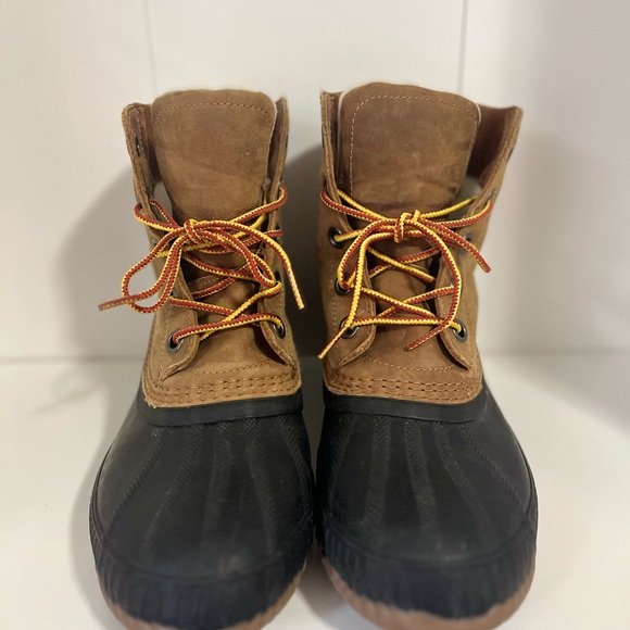 Sorel Tan and Black Natural Rubber Waterproof Boots Men’s USA 8